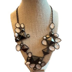 Unique Asymmetrical Black and White with Translucent Stones Necklace